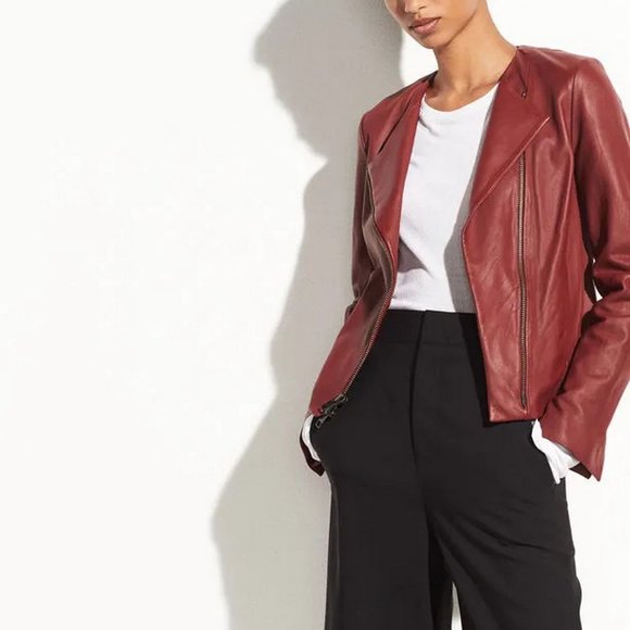 NWT Vince Asymmetric Zip Leather Jacket - Picture 2 of 13